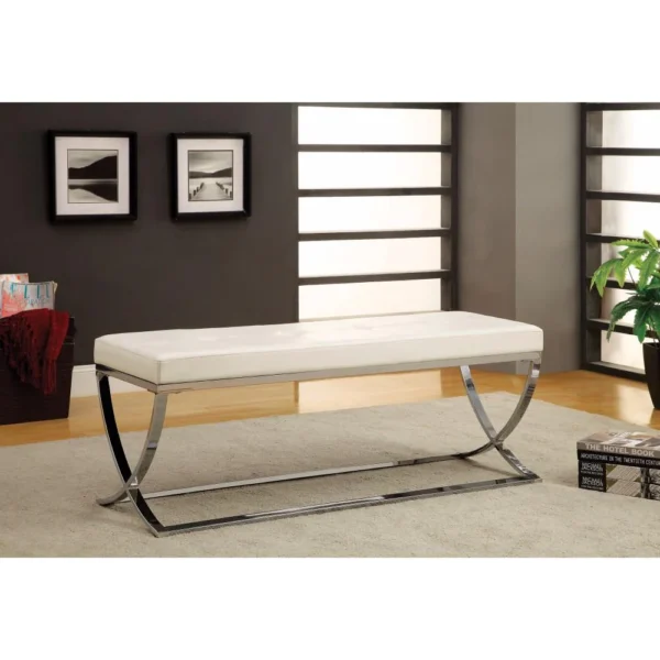 Modernly Charming Bench, White