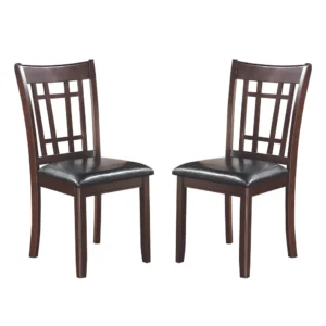 Contemporary Armless Dining Side Chair, Espresso Brown & Black, Set of 2