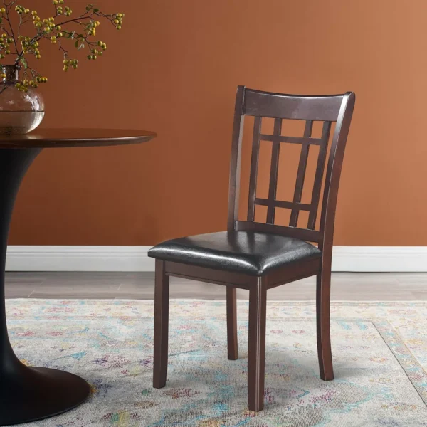 Contemporary Armless Dining Side Chair, Espresso Brown & Black, Set of 2