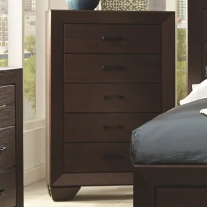 CCA-204395 Wooden Transitional Five Drawer Chest, Dark Cocoa Brown