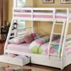 Twin Over Full Wooden Bunk Bed with Storage, White