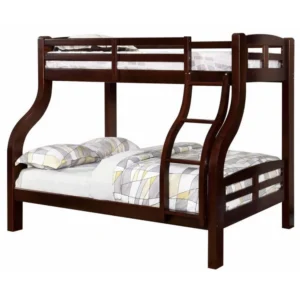 Curved Wood Design Twin/full Bunk Bed, Brown