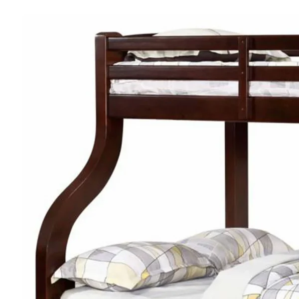 Curved Wood Design Twin/full Bunk Bed, Brown