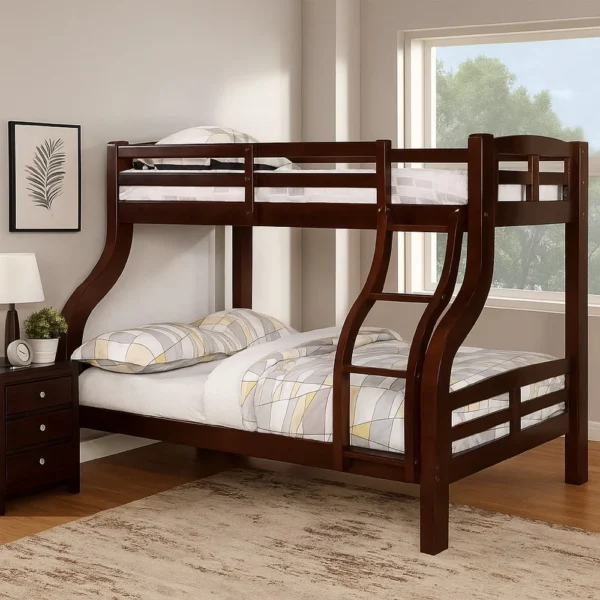 Curved Wood Design Twin/full Bunk Bed, Brown