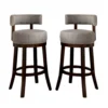 Lynsey Contemporary 29"Barstool With linen Cushion, Light Gray Finish, Set of 2