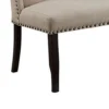 Nailhead Trim Fabric Upholstered Wing Back Wooden Bench, Beige and Black