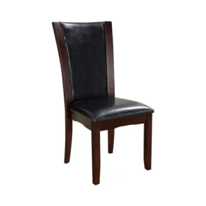 Parson Style Leatherette Wooden Side Chair, Set of 2, Cherry Brown