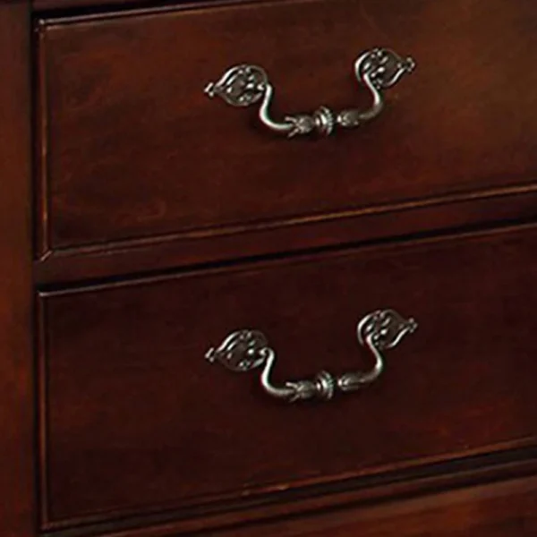 FOA-CM7260N_2 2 Drawer Wooden Nightstand with Hidden Top Drawer and Metal Handles, Brown