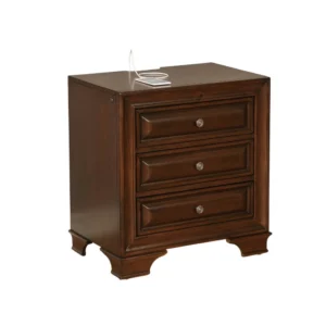 FOA-CM7302CH-N Wooden Night Stand With 3 Drawers In Cherry Brown