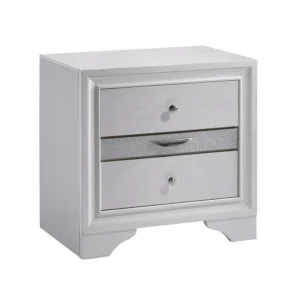 Contemporary Solid Wood Night Stand With Jewelry Drawers, White