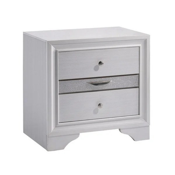 Contemporary Solid Wood Night Stand With Jewelry Drawers, White