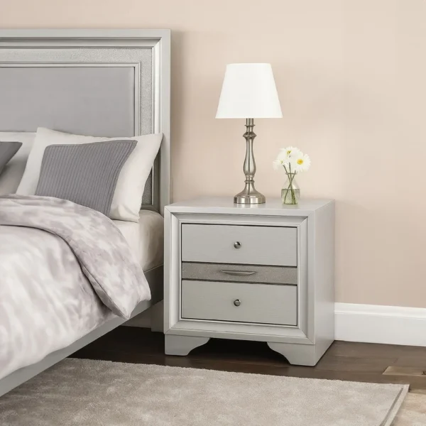 Contemporary Solid Wood Night Stand With Jewelry Drawers, White
