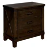 FOA-CM7734N Three Drawer Nightstand with Metal Handle And Crossed Planked Side Panels, Brown