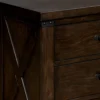 FOA-CM7734N_1 Three Drawer Nightstand with Metal Handle And Crossed Planked Side Panels, Brown