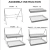 I305-HGM005-Assembly-Instructions Galvanized Metal 2 Tiered Rectangular Serving Tray, Gray