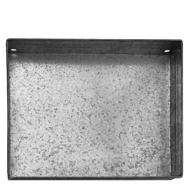 I305-HGM005_1 Galvanized Metal 2 Tiered Rectangular Serving Tray, Gray