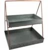 I305-HGM005_74a49dc6-7053-4513-90f7-2f7def640586 Galvanized Metal 2 Tiered Rectangular Serving Tray, Gray