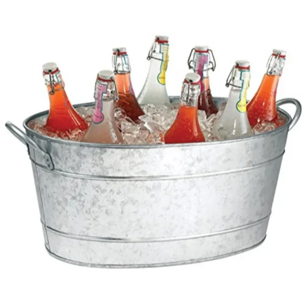 I457-AMC0001_0f5b2c5d-7bdf-4e9a-9e09-ade79d5661f8 Lola 23 Inch Beverage Tub, Galvanized Antique Silver Steel, 2 Handles