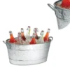 I457-AMC0001_1 Lola 23 Inch Beverage Tub, Galvanized Antique Silver Steel, 2 Handles