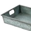 Benzara Square Galvanized Metal Tray With Handle, Gray