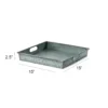 Benzara Square Galvanized Metal Tray With Handle, Gray
