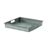 Benzara Square Galvanized Metal Tray With Handle, Gray