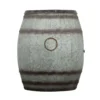 Barrel Drum Shape Storage Table with Removable Lid, Rustic Brown and Gray Metal