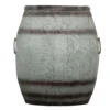 Barrel Drum Shape Storage Table with Removable Lid, Rustic Brown and Gray Metal