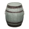 Barrel Drum Shape Storage Table with Removable Lid, Rustic Brown and Gray Metal