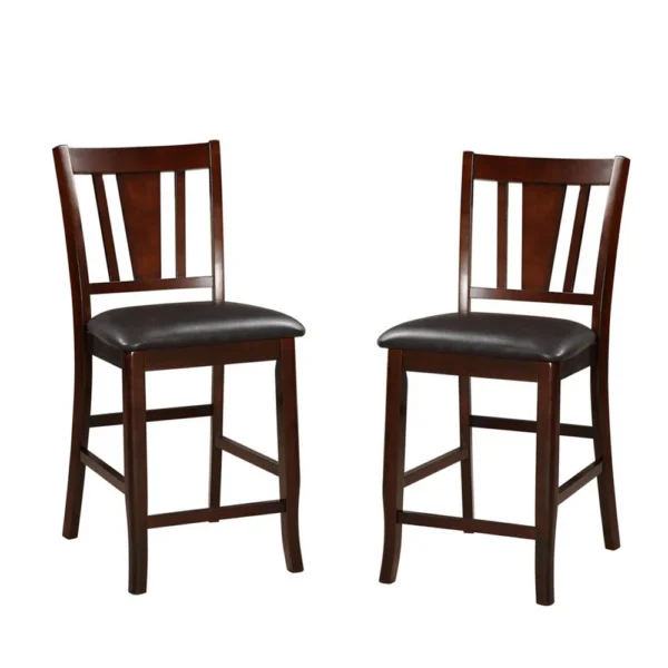 Wooden High Chair, Dark Brown & Black, Set of 2