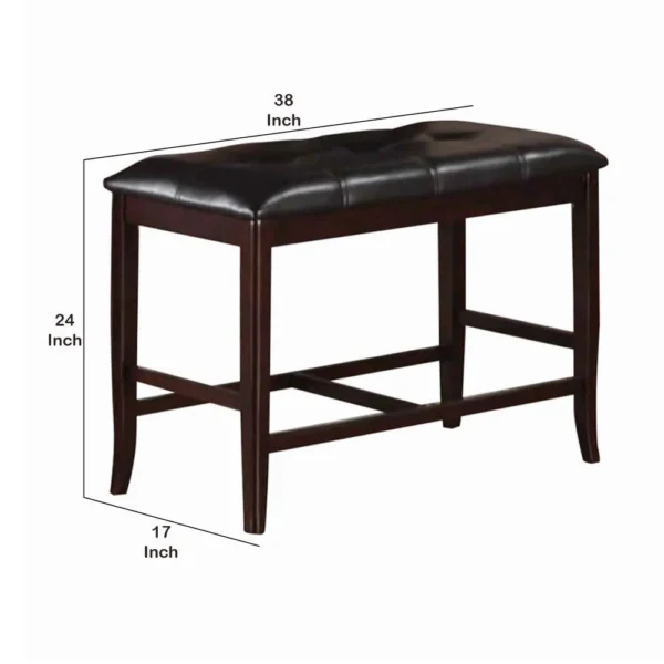 PDX-F1168_4_0d10c683-02e8-4e92-8822-c180a26c5fed Rubber Wood High Bench with Tufted Upholstery Brown