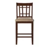 Wooden Counter Height Chair, Dark Brown & Cream, Set of 2