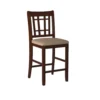 Wooden Counter Height Chair, Dark Brown & Cream, Set of 2