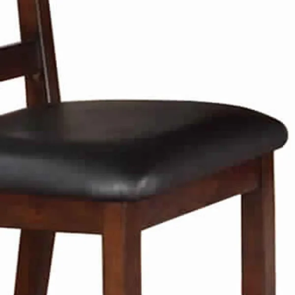 Solid Wood Leather Seat Side Chair Brown Set of 2