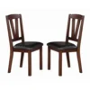 Solid Wood Leather Seat Side Chair Brown Set of 2