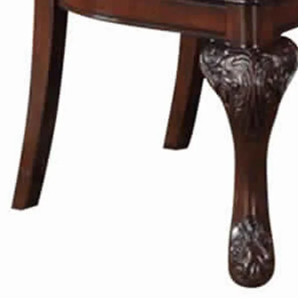 Traditional Rubber Wood Dining Chair With Faux Leather Upholstery , Set Of 2,Brown