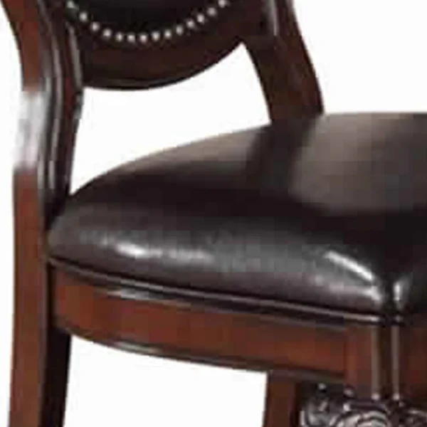Traditional Rubber Wood Dining Chair With Faux Leather Upholstery , Set Of 2,Brown