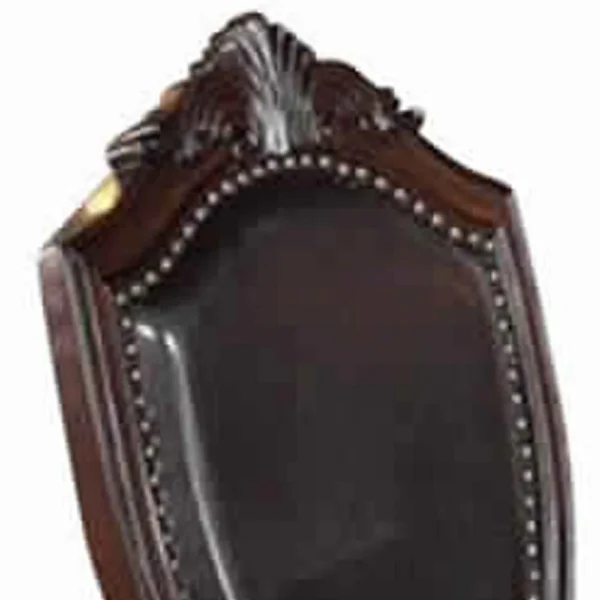 Traditional Rubber Wood Dining Chair With Faux Leather Upholstery , Set Of 2,Brown