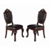 Traditional Rubber Wood Dining Chair With Faux Leather Upholstery , Set Of 2,Brown