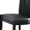 Leather Upholstered Dining Chair In Poplar Wood, Set Of 2,Black