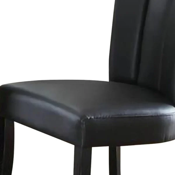 Leather Upholstered Dining Chair In Poplar Wood, Set Of 2,Black