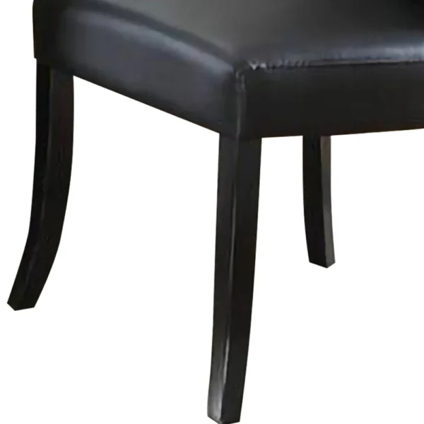 Leather Upholstered Dining Chair In Poplar Wood, Set Of 2,Black