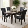 Leather Upholstered Dining Chair In Poplar Wood, Set Of 2,Black