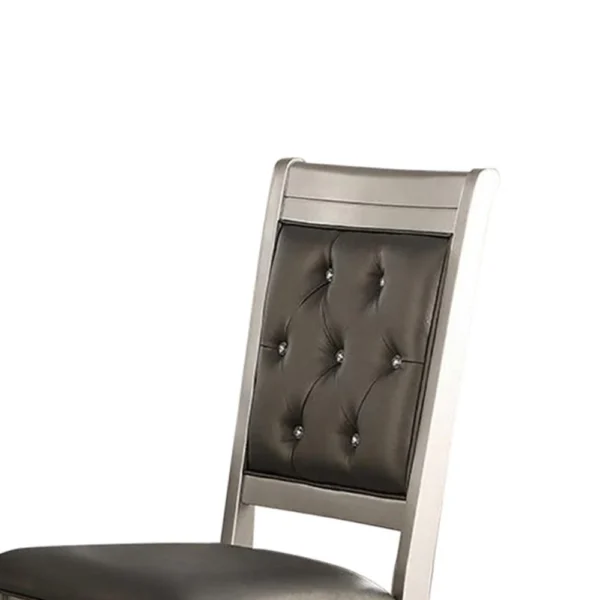 PDX-F1705_1_65519706-6b57-474d-a387-9a57deb07960 Rubber Wood Dining Chair With Diamond Tufted Back, Set Of 2,Gray