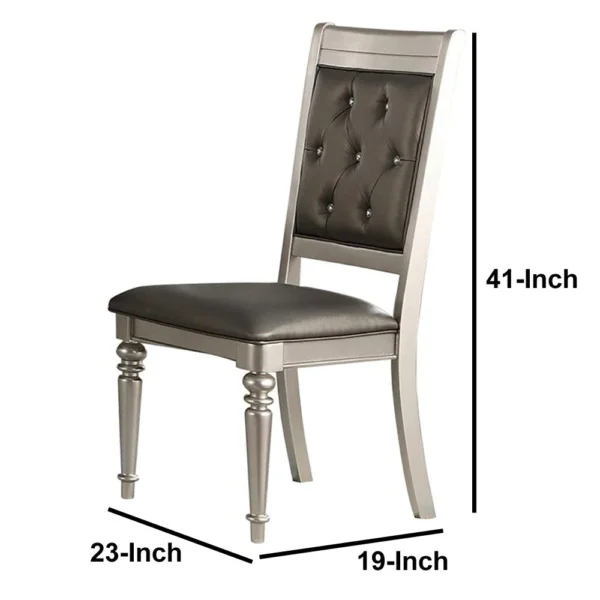 PDX-F1705_4_8e6ffe8a-6ce3-48f9-9d50-16d4e93565a0 Rubber Wood Dining Chair With Diamond Tufted Back, Set Of 2,Gray