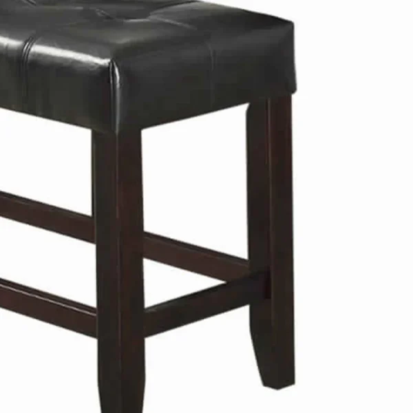 Wood Based High Bench With Tufted Seat Black and Brown