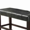 Wood Based High Bench With Tufted Seat Black and Brown