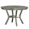 Rubber Wood Round Dining Table With Bottom Shelf Silver