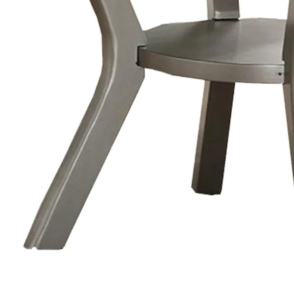Rubber Wood Round Dining Table With Bottom Shelf Silver