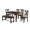PDX-F2297 Rubber Wood 6 Pieces Dining Set In Espresso Brown